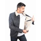 İçi Kürklü Kışlık Erkek Kot Ceket 523 (Koyu Gri, XXL)