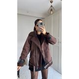 Içi Tamamen Peluş Kaplama Süet Kaban 2485 - 40 - Kahve