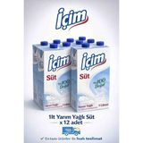 İçim Yarım Yağlı Süt 1lt x 12 Adet %100 Doğal Türkiye Menşeli Süt Ürünü