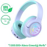Iclever BTH18 LED Işıklı Çocuk Bluetooth Kulaklık -Mor BPA Free