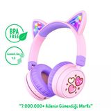 İclever Bth21 Işıklı Kedi Kulaklı Çocuk Bluetooth Kulaklık -Mor