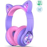iClever iClever Kedi Kulaklı LED Işıklı Güvenli Ses Sınırlı 45 Saat Oynatma Süreli Bluetooth Çocuk Kulaklığı Mor BPA Free - bluetooth kulaklık