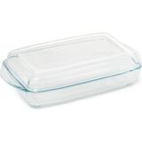 Içli Kapaklı Dikdörtgen Cam Saklama Kabı 1950 Ml, Beyaz - Ahşap - Bej - Siyah - Seçenek 1