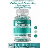 iCollagen Gummies 60'lı 5 Tip Kolajen ve Probiyotik İçeren Aromasız Besin Takviyesi
