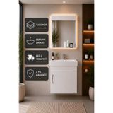 ICON BANYO Luzia 50 Cm Banyo Dolabı Seti ( %100 Mdf + Seramik Lavabolu + Aynalı Dolap )