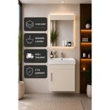 ICON BANYO Luzia 50 Cm Banyo Dolabı Seti ( %100 Mdf + Seramik Lavabolu + Aynalı Dolap ) Vision Renk