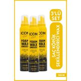 Icon Care Saç Köpük Şekillendiri Wax 200 ml Maximum Hold 3'lü Set