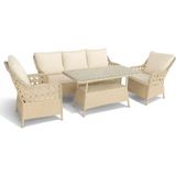 Icon Raddan 3+1+1 Çay Seti Balkon Teras Bahçe Mobilyası El Örgüsü Raddan 5 Kişilik Oturma Grubu - Cappuccino