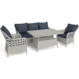 Icon Raddan 3+1+1 Çay Seti Balkon Teras Bahçe Mobilyası El Örgüsü Raddan 5 Kişilik Oturma Grubu - Gri