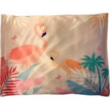 ICON SILK %100 Saf Ipek Bebek Yastık Kılıfı (Pembe Flamingo) - Pembe - Beyaz - 35 cm * 45 cm