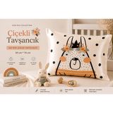 ICON SILK %100 Saf Ipek Çocuk Yastık Kılıfı (Çiçekli Tavşancık) - Siyah - Beyaz - 50 cm * 70 cm