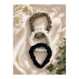 ICON SILK %100 Saf Ipek İnce (1 cm) 3lü Saç Tokası Seti (İnci Beyaz, Vizon, Gece Siyahı)