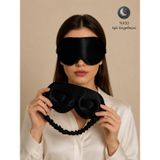 ICON SILK 3D Tam Karanlık Saf İpek Uyku Maskesi - Işık Geçirmez Göz Bandı, Seyahat ve Günlük Kullanım İçin (Siyah)