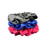 ICON SILK 3'lü Orta Boy Saf İpek Saç Tokası Seti (3,5 cm, 3 Adet) (Siyah, Parlak Mavi, Kırmızı Şarap)