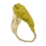 ICON SILK Çift Renkli%100 Saf İpek Saç Bandı (Uçuk Yeşil/Açık Camel)