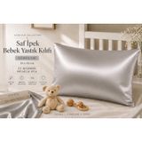 ICON SILK Saf İpek Bebek Yastık Kılıfı (35cm*45cm) 1 Adet (Açık Gri)