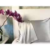 ICON SILK 'Sleep & Glow' %100 Saf Ipek Fermuarlı Yastık Kılıfı 1 Adet (Gümüş Grisi) - 50 cm * 70 cm