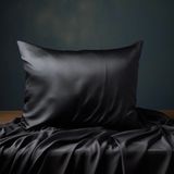 ICON SILK 'Sleep & Glow' %100 Saf Ipek Fermuarlı Yastık Kılıfı 1 Adet (Siyah) - 50 cm * 70 cm