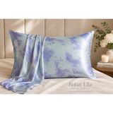 ICON SILK 'Sleep & Glow' %100 Saf Ipek Fermuarlı Yastık Kılıfı (Bulut Lila) - 50 cm * 70 cm - Krem - Mor