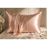 ICON SILK 'Sleep & Glow' %100 Saf İpek Fermuarlı Yastık Kılıfı (Pembe Sedef) - 50X70 CM