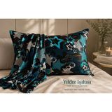 ICON SILK 'Sleep & Glow' %100 Saf Ipek Fermuarlı Yastık Kılıfı (Yıldız Işıltısı) - Turkuaz Yeşili - 50 cm * 70 cm