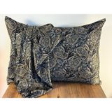 ICON SILK 'Sleep & Glow' %100 Saf Ipek Yastık Kılıfı (Gold Şal Desenli) - Siyah - Gold - 50 cm * 70 cm