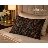 Icon Silk 'sleep & Glow ' %100 Saf Ipek Yastık Kılıfı (Şehrazat) - Turuncu - Siyah - 50 cm * 70 cm