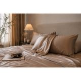 ICON SILK%100 Saf 19 Momme İpek Yastık Kılıfı 50 cm x 70 cm 1 Adet Sandy Koyu Vizon Fermuarlı