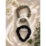 ICON SILK%100 Saf Mulberry İpek Saç Tokası Seti - Scrunchie (Beyaz, Vizon, Siyah)