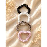 ICON SILK%100 Saf Mulberry İpek Saç Tokası Seti - Scrunchie (İnci Beyazı, Şeker Pembesi, Vizon, Gece Siyahı)