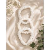 ICON SILK%100 Saf Mulberry İpek Saç Tokası Seti - Scrunchie (İnci Beyazı)