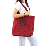 ICONE BAG Bez Kadın Çantası, Geniş Hacimli, Bordo Music Baskılı El ve Omuz Bez Çanta