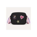 ICONE BAG Denim Nakışlı Kız Çocuk Omuz Çantası, Denim İşlemeli Kız Çocuk Çantası, Kot Çocuk Çanta