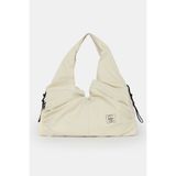 ICONE BAG Icone Pliseli Fermuarlı Yoga Çantası, Fitness Çantası, Gym Heybe Görünümlü Pliseli Krem Spor Çantası