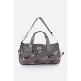 İcone Bag Unisex Spor Çanta – Silindir Model, Baskılı, Ön ve Iç Cepli, Yan Saplı, Ayarlanabilir Omuz Askılı - Gri
