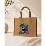Icone Jüt Kumaş Nakışlı Çanta, Jüt Plaj Çantası, Nakışl Plaj Çantası, Beach Bag, İşlemeli Çanta (BEJ)