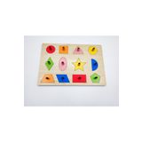 ICONS Ahşap Puzzle, Geometrik Şekiller Puzzle, Renkli Yap-Boz
