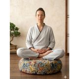 iCool Head Karabuğday Kabuğu Dolgulu Meditasyon Minderi, Geniş Yoga Minderi, Premium Italyan Kumaş Kılıf, Huzur Bahçesi