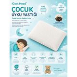Icool Head Organik Karabuğday Kabuğu Dolgulu Çocuk Yastığı, Bebek Yastığı, Çocuk Baş Boyun Destek Yastığı, Uyku Yastığı (2 Yaş+) - 42 x 32 cm - Beyaz