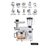 Icotech SM50 Beyaz LED Ekranlı Hamur Mayalama Kıyma Çekme Blender 2000 W 6.5 lt Stand Mikser Mutfak Şefi Hamur Yoğurma Makinesi