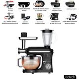 Icotech SM50 Siyah LED Ekranlı Hamur Mayalama Kıyma Çekme Blender 2000 W 6.5 lt Stand Mikser Mutfak Şefi Hamur Yoğurma Makinesi