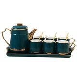 icVantA Çay Seti Kahve Fincanı Seti Çay Bardağı Seti Avrupa Seramik Çay Seti Kahve Fincanı Seti İskandinav Seramik Çay Bardağı Seti Çay Bardağı ve Kaşık Çaydanlık Tepsisi Çaydanlık Seti, A-14 Parça