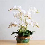 icVantA Yapay Çiçek Plastik Suni Orkide Bitki Seramik Saksılı Yapay Çiçek Saksısı Yapay Phalaenopsis Çiçekler Çiçek Aranjmanı Güzel Şekil,