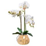 icVantA Yapay Çiçek Poliüretan Sahte Orkide Altın Vazo Yapay Phalaenopsis Çiçekler Saksı Gerçek Bitki Çiçek Aranjmanı Yapay Çiçekler Güzel Şekil,