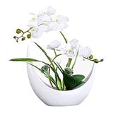 icVantA Yapay Çiçek Sahte Orkide Bükülebilir Tasarım Yapay Phalaenopsis Çiçekler Bitki Aranjmanı Yapay Çiçekler Ev Ofis Dekoru Güzel Şekil, Beyaz-Phalaenopsis
