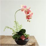 icVantA Yapay Çiçek Su Geçirmez Sahte Orkide Plastik Yapraklar Yapay Phalaenopsis Porselen Vazolu Çiçekler Yapay Çiçekler Dekorasyon Güzel Şekil,
