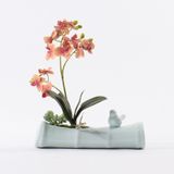 icVantA Yapay Çiçekler 14,17 inç Yapay Bonsai Pembe İpek Orkide Phalaenopsis Seramik Vazolu Ev Ofis Dekorasyonu Parti Düğün Dekoru Ev Çiçeği,