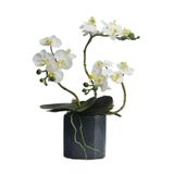 icVantA Yapay Çiçekler Masa Çiçekleri Centerpieces - Vazolu Basit Zarif Kelebek Orkide Gerçekçi İpek Sahte Phalaenopsis Çiçek Aranjmanı,