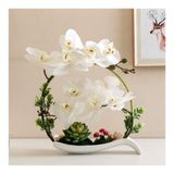 icVantA Yapay Çiçekler Orkide Dekorasyonu - Gerçek Doku Phalaenopsis Çiçek Bonsai Yuvarlak Şekilli Sahte Orkide Yaprakları ile Kök Dekor için Vazo,
