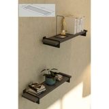İda Wooden Alto Antrasit Gri Metal Ayaklı Duvar Rafı - Demir Ayaklı Duvar Kitaplığı 2 Adet